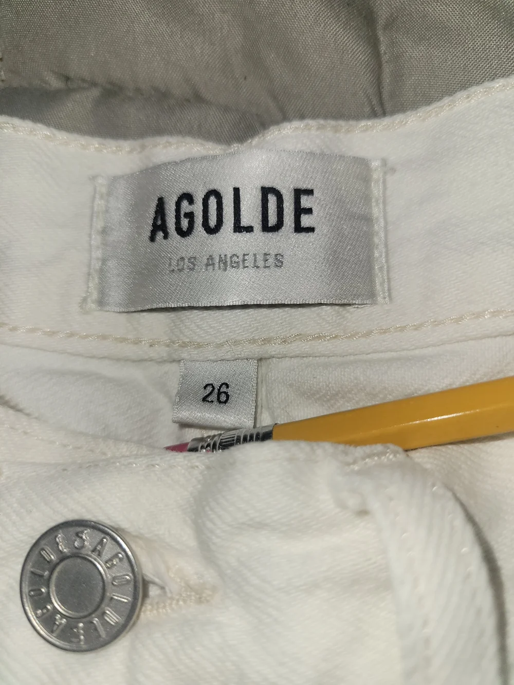 Agolde White Raw-Hem High-Rise Denim Shorts - Picture 3 of 3